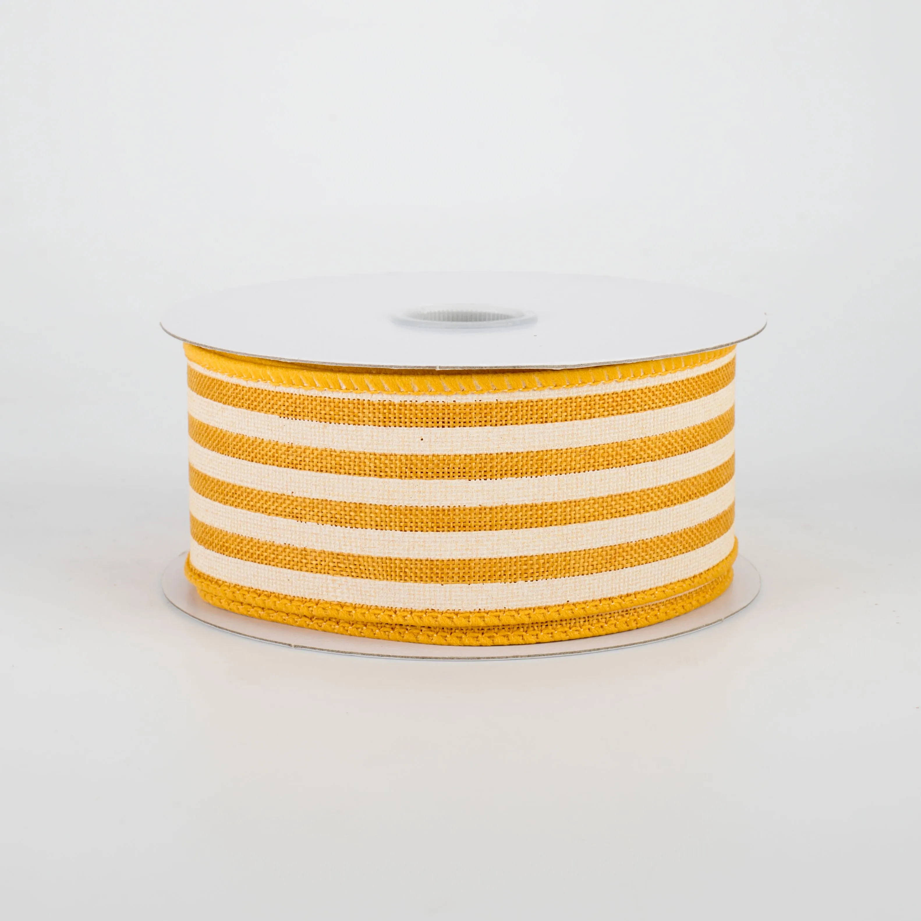 1.5" Cabana Stripes Ribbon: Sunflower & Ivory (10 Yards)