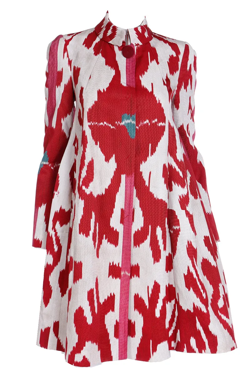 2015 Runway Emporio Armani Red Ikat Print Jacket