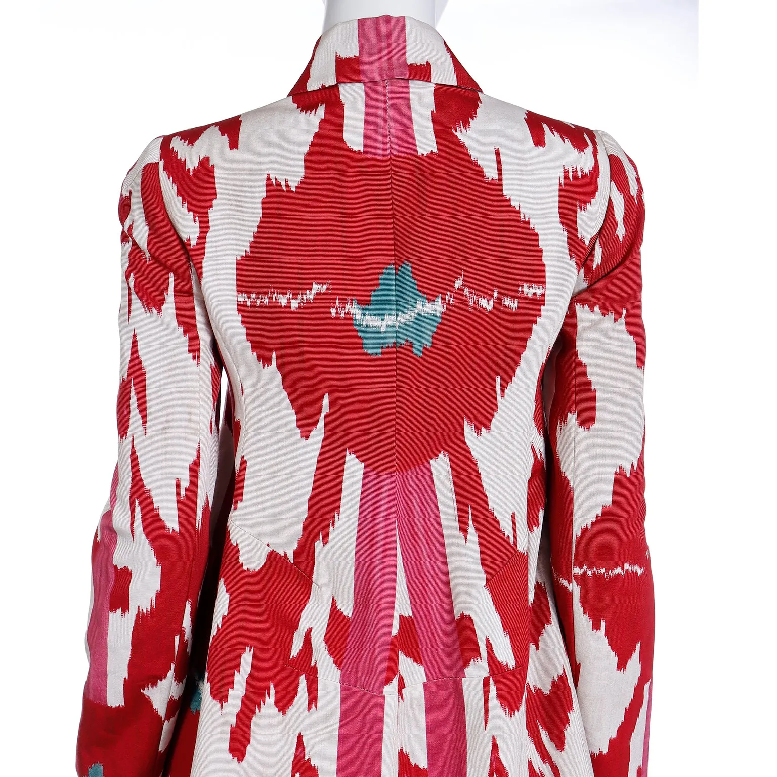 2015 Runway Emporio Armani Red Ikat Print Jacket