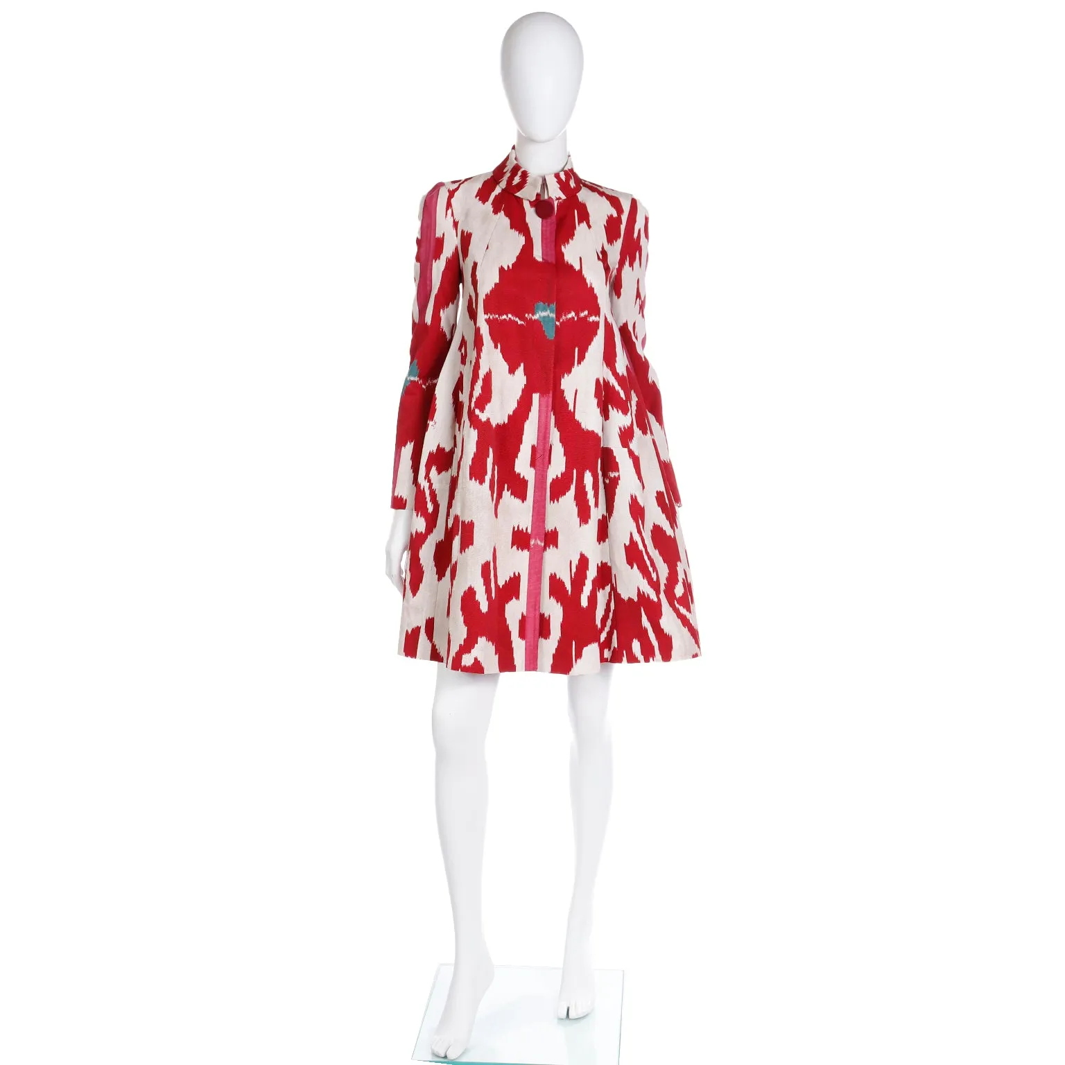 2015 Runway Emporio Armani Red Ikat Print Jacket