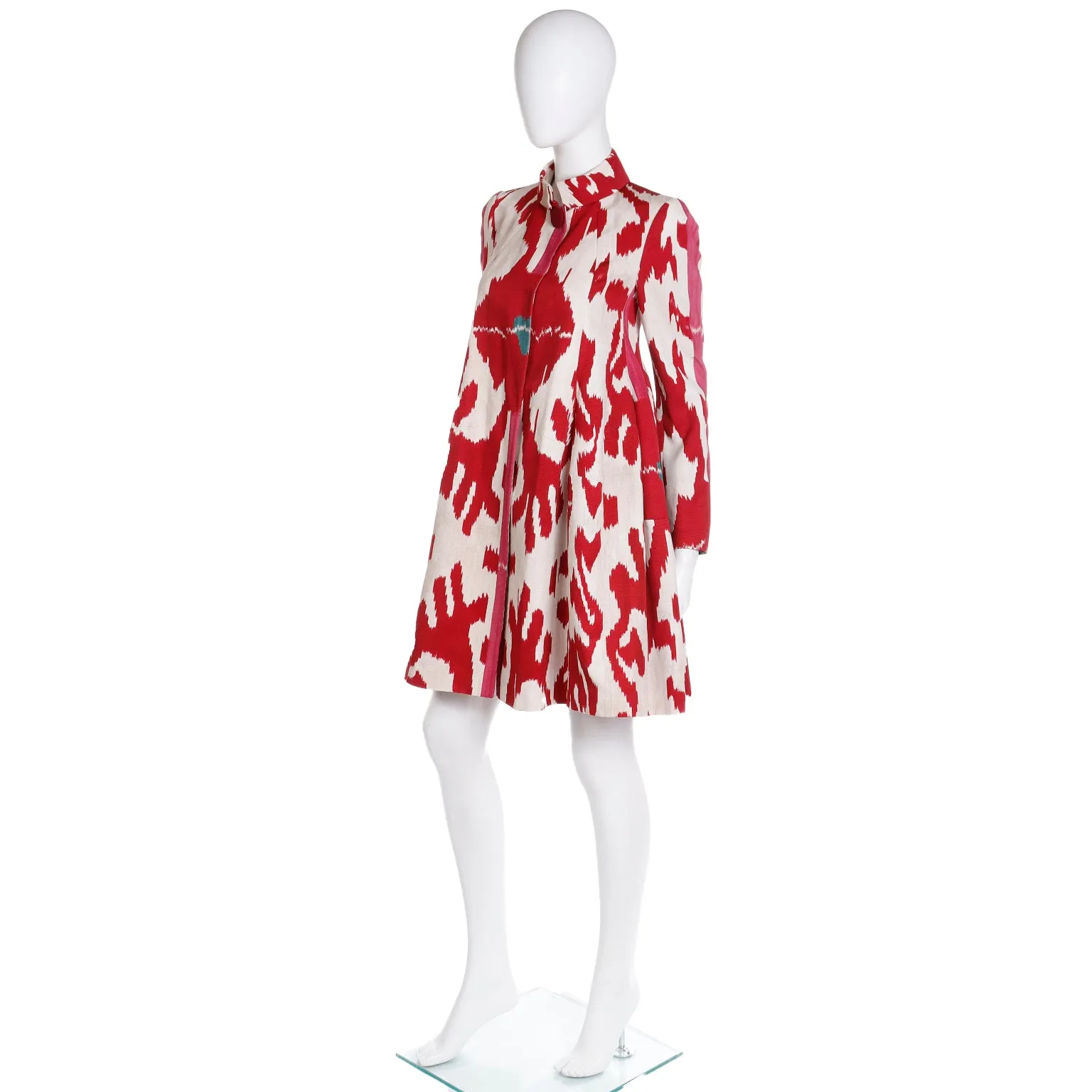 2015 Runway Emporio Armani Red Ikat Print Jacket
