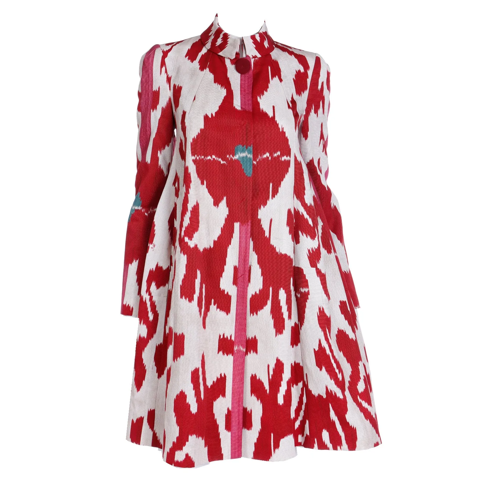 2015 Runway Emporio Armani Red Ikat Print Jacket