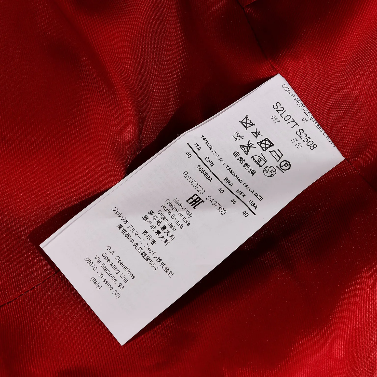 2015 Runway Emporio Armani Red Ikat Print Jacket