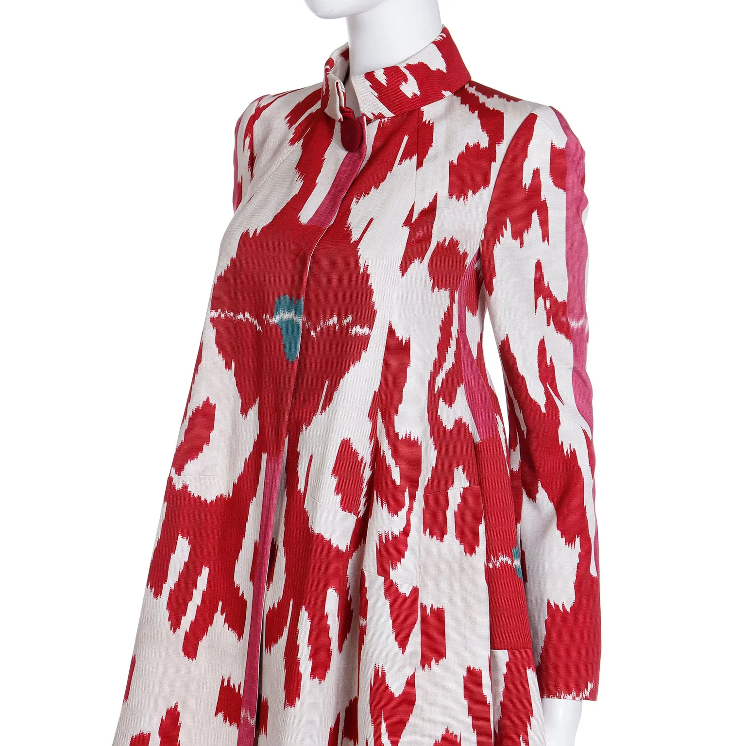 2015 Runway Emporio Armani Red Ikat Print Jacket