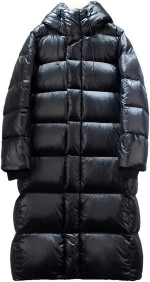 Adhdyuud Women Fur Long Puffer Jacket Winter Thick White Duck Down Coat Bright Black Waterproof Parkas