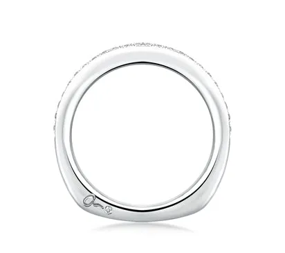 A.JAFFE ART DECO BRIGHT POLISHED CURVED BAND 0.18