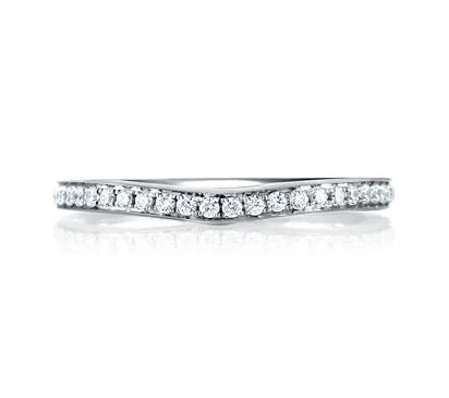 A.JAFFE ART DECO BRIGHT POLISHED CURVED BAND 0.18