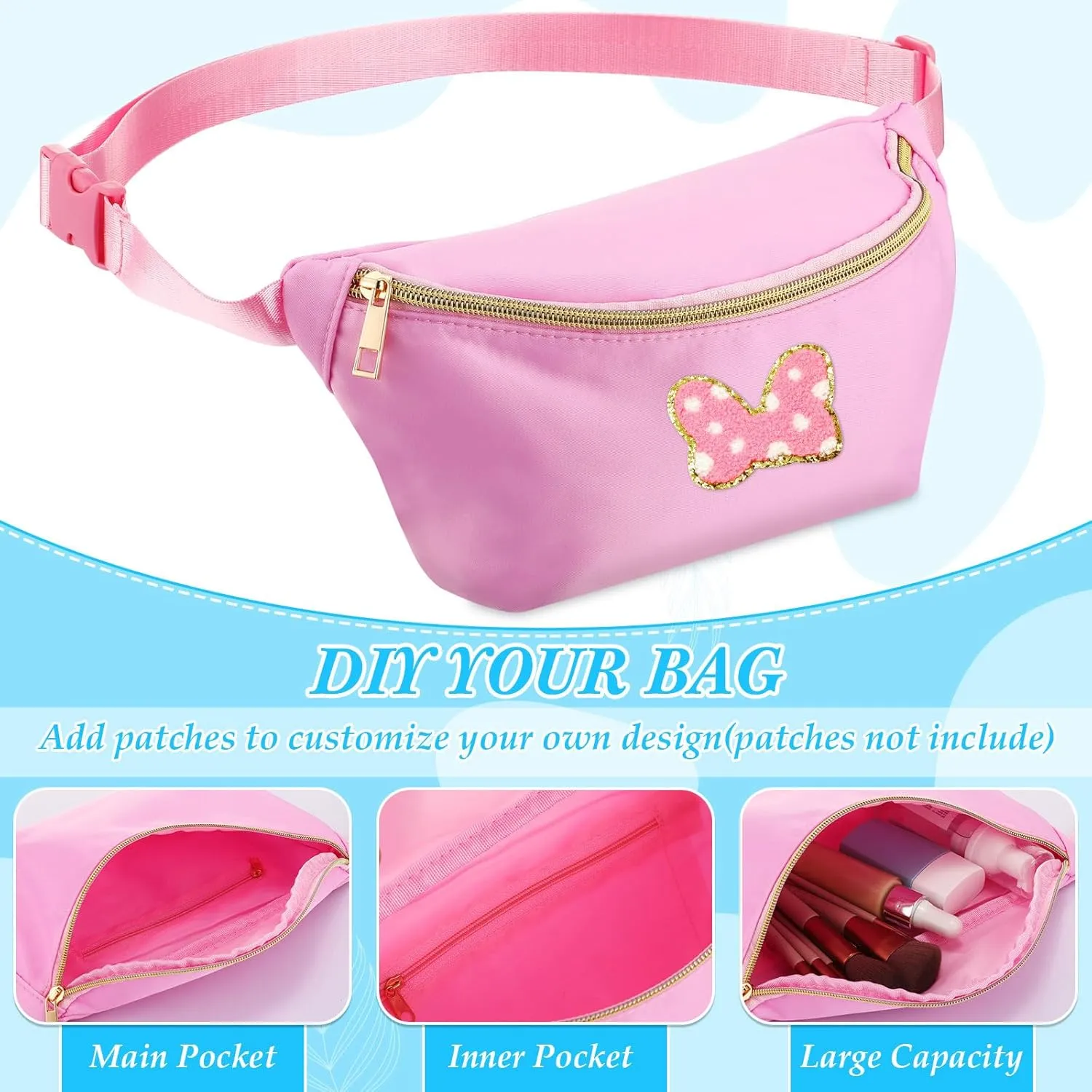 Amylove 9 Pieces Fanny Packs Nylon Waist Bag Zipper Travel Running Bag with Adjustable Strap for Women Men(Bright Colors)