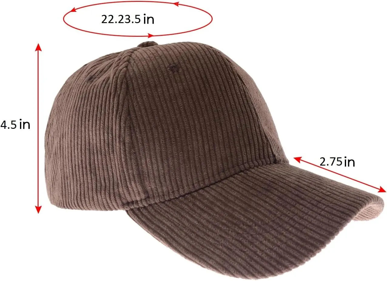 Anna-Kaci Corduroy Hat Casual Solid Classic Adjustable Strap Soft Baseball Cap Unisex