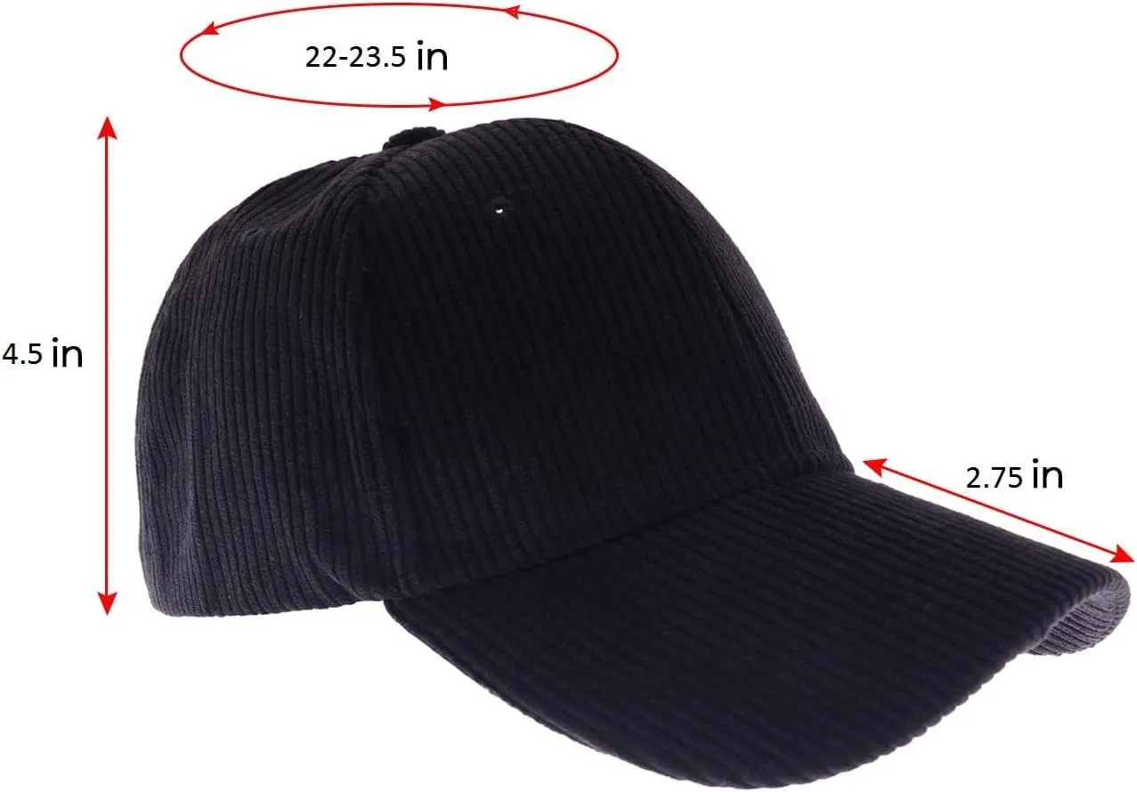 Anna-Kaci Corduroy Hat Casual Solid Classic Adjustable Strap Soft Baseball Cap Unisex