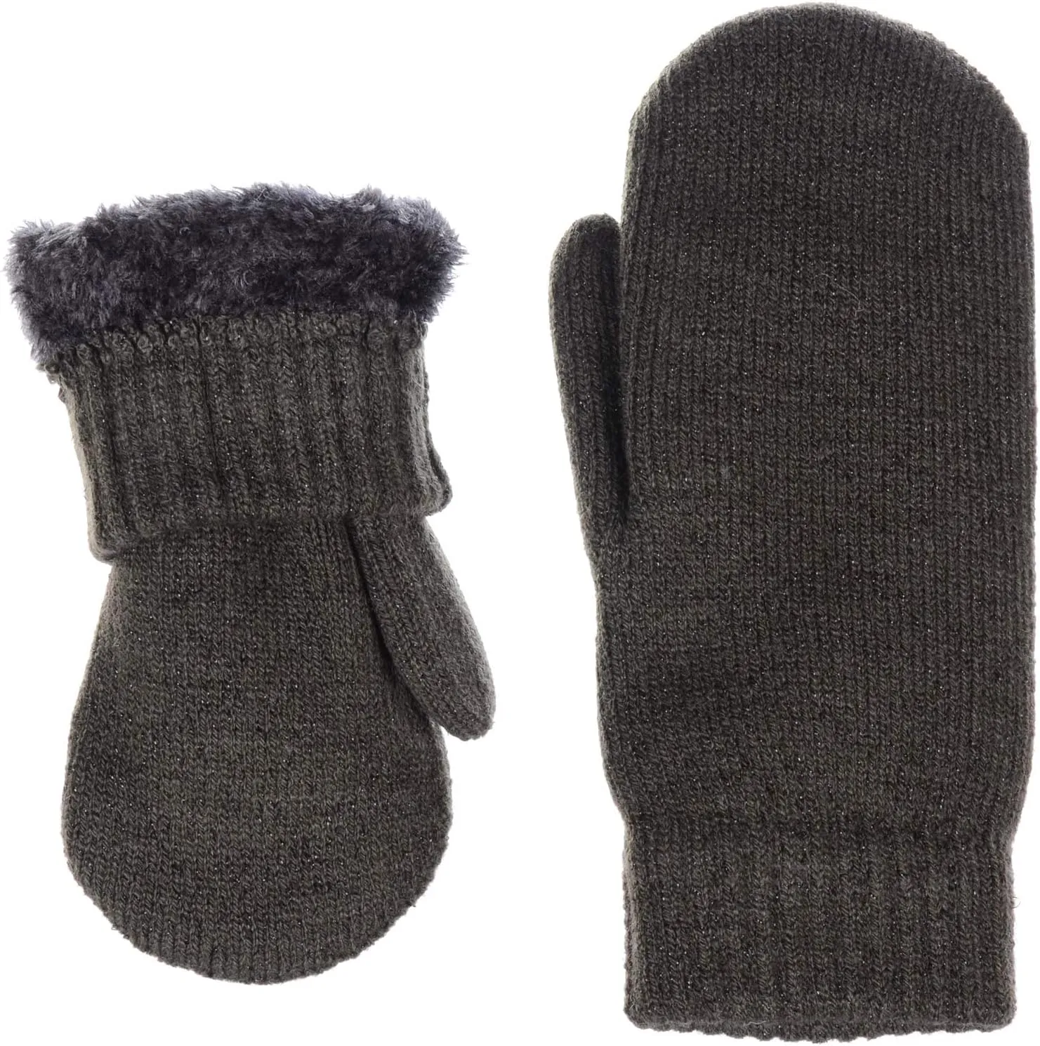 Be Your Own Style BYOS Unisex Winter Toasty Warm Solid Glitter Fleece Lined Knit Mitten Gloves