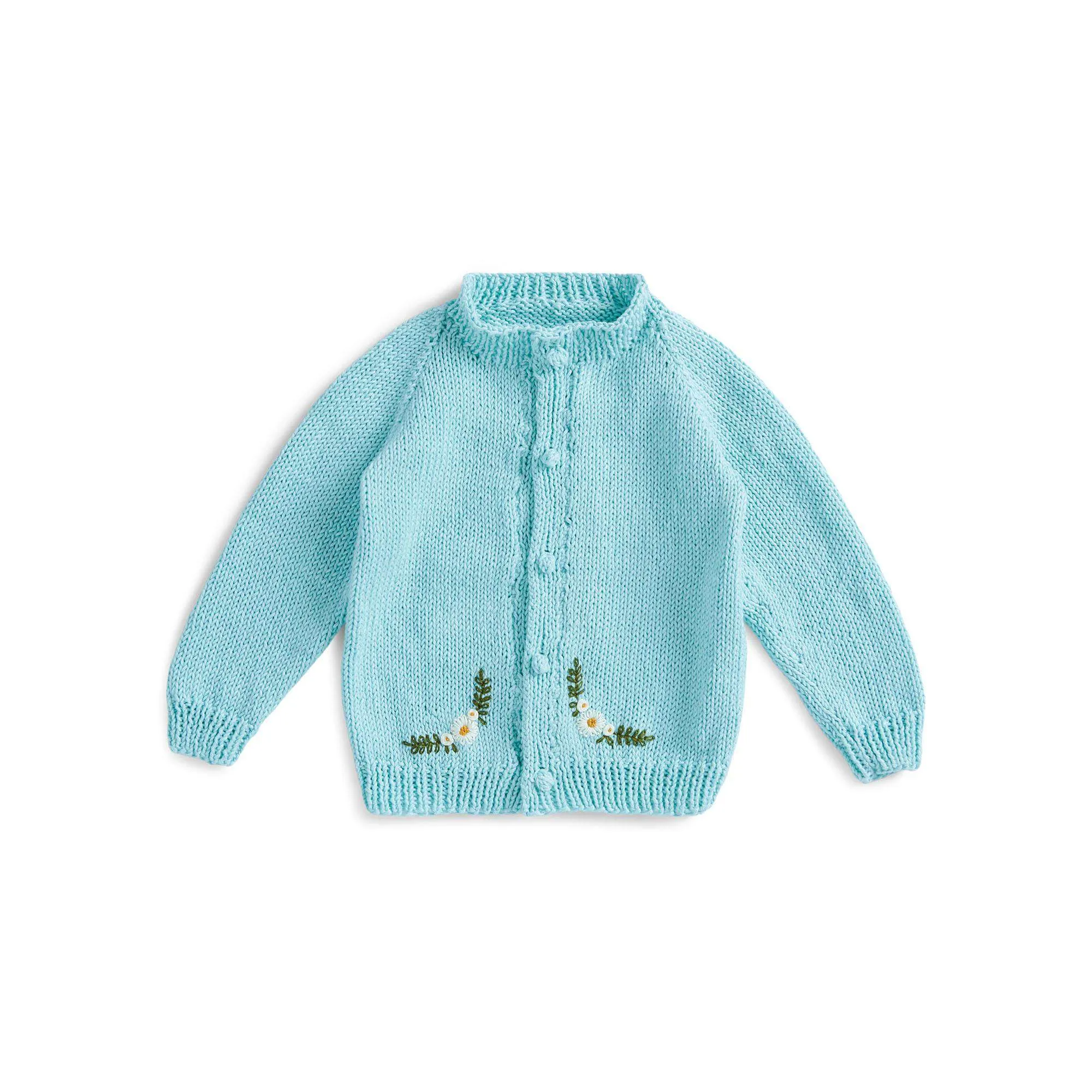 Bernat Little Floral Knit Baby Cardigan