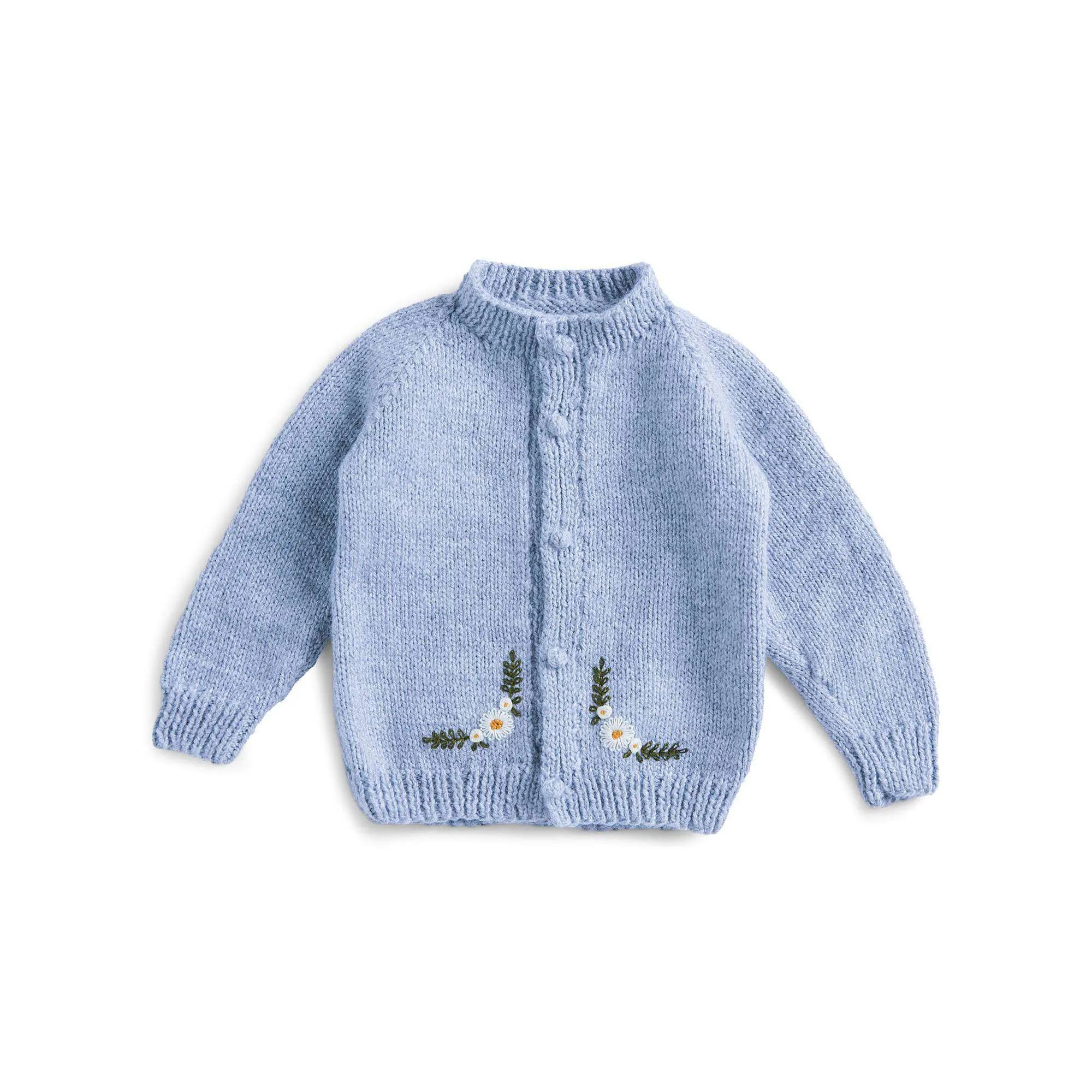 Bernat Little Floral Knit Baby Cardigan