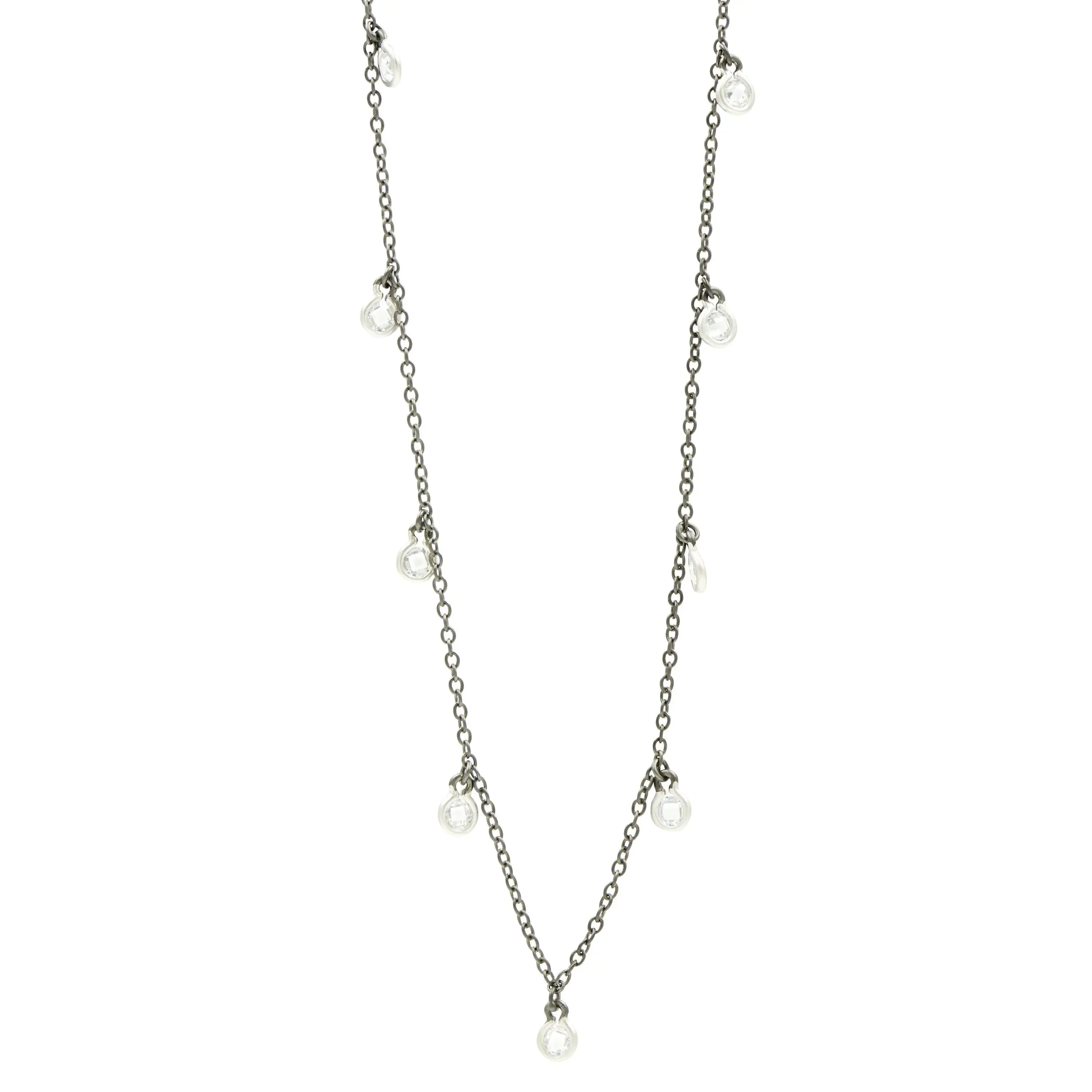 Bezel Droplet Strand Necklace