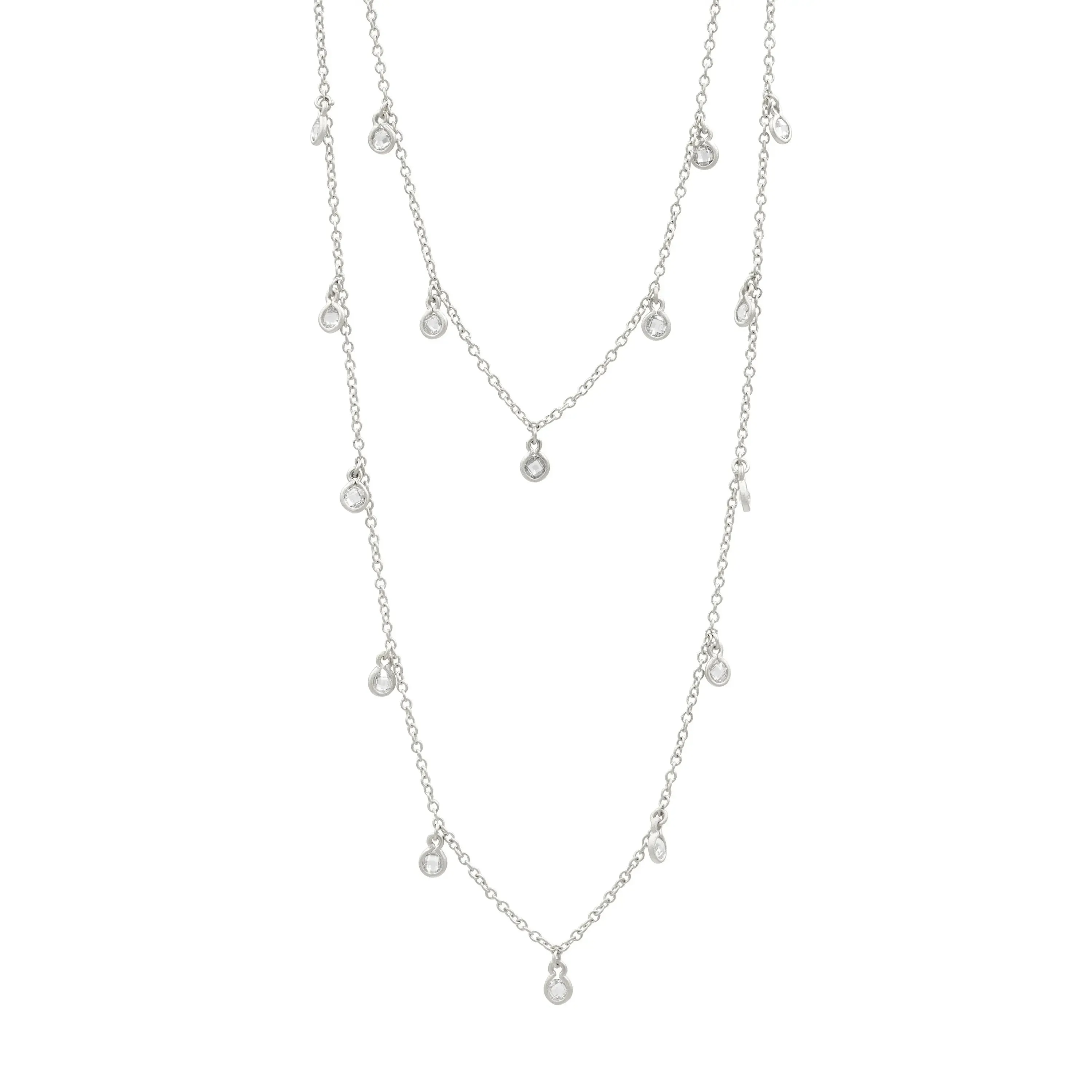 Bezel Droplet Strand Necklace