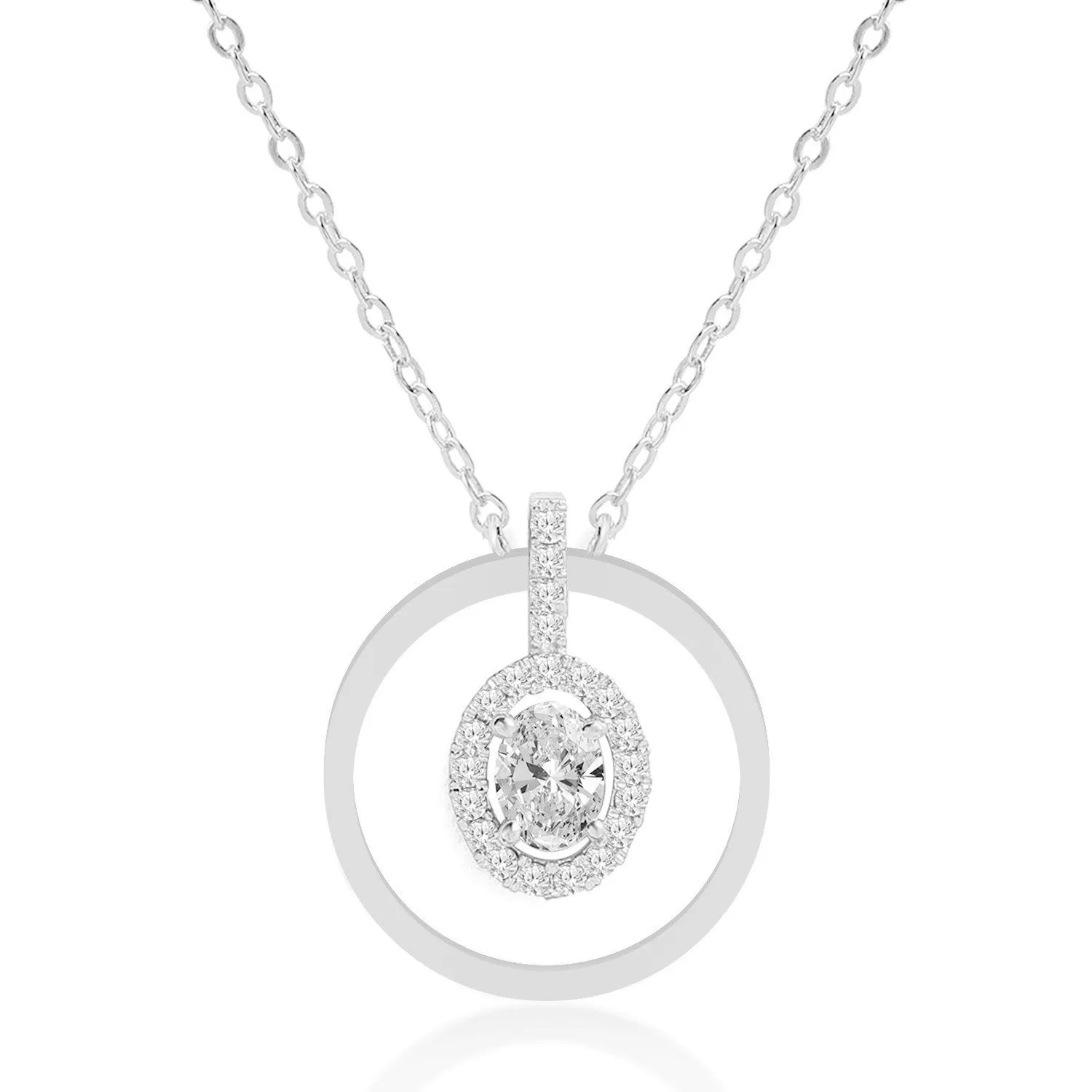 Brass 18k Rose Gold Oval Geometric Pendant For Women