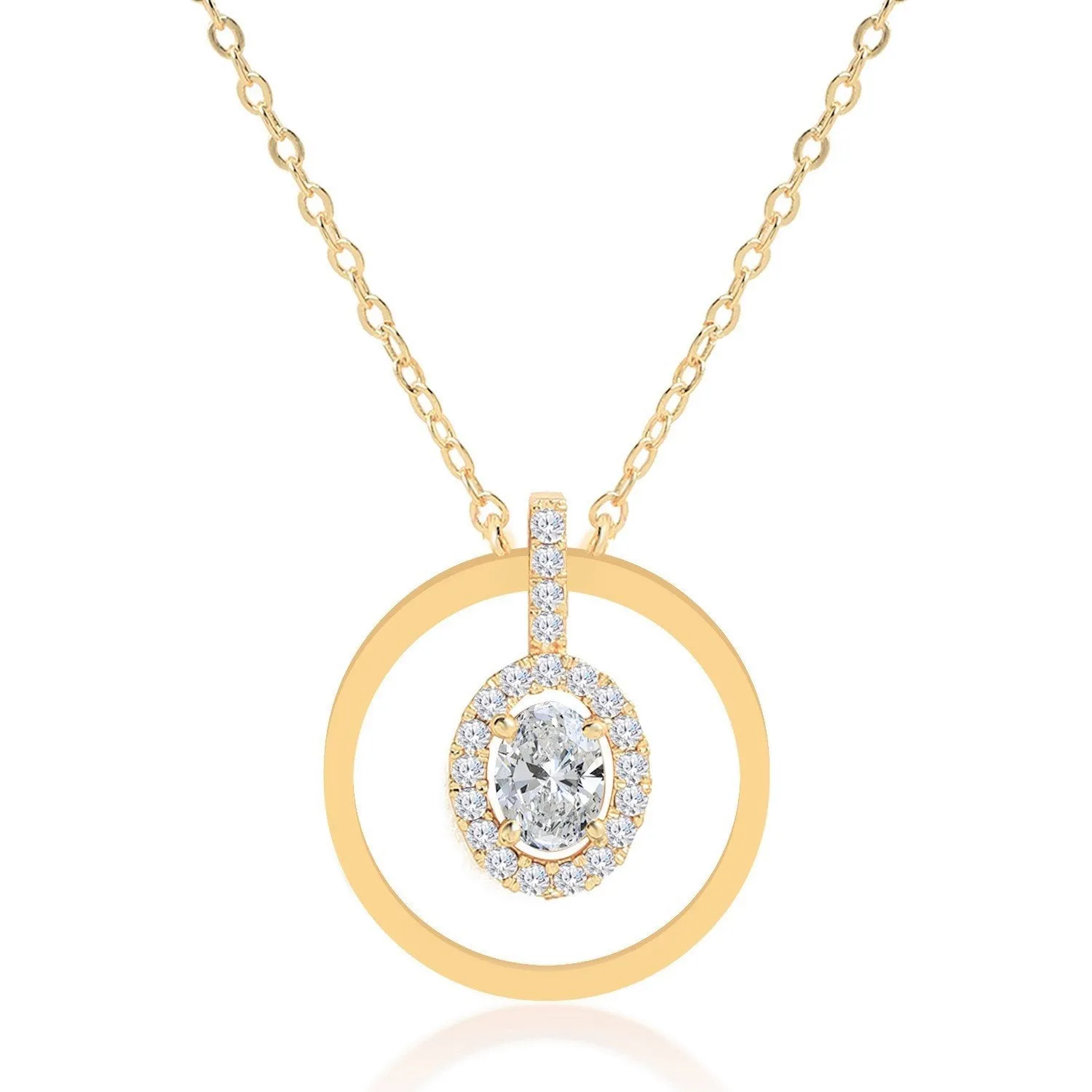 Brass 18k Rose Gold Oval Geometric Pendant For Women