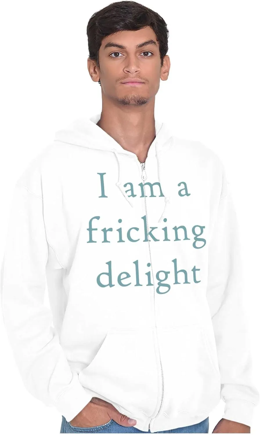 Brisco Brands Funny I Am A Fricking Delight Joke Zip Up Hoodie Mens Womens