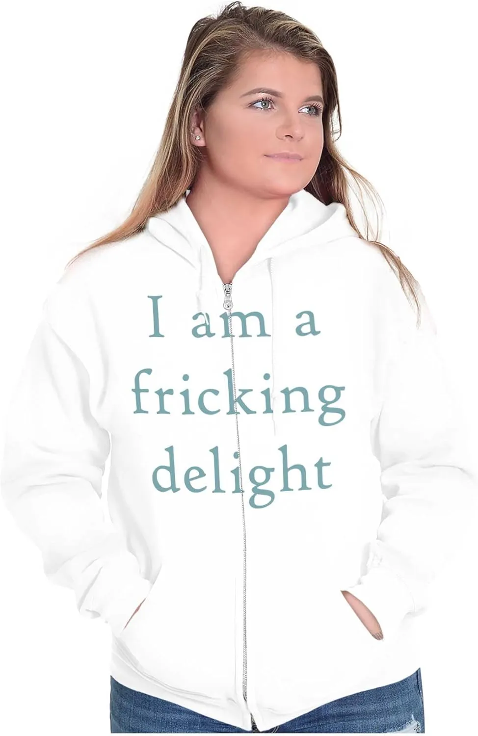 Brisco Brands Funny I Am A Fricking Delight Joke Zip Up Hoodie Mens Womens