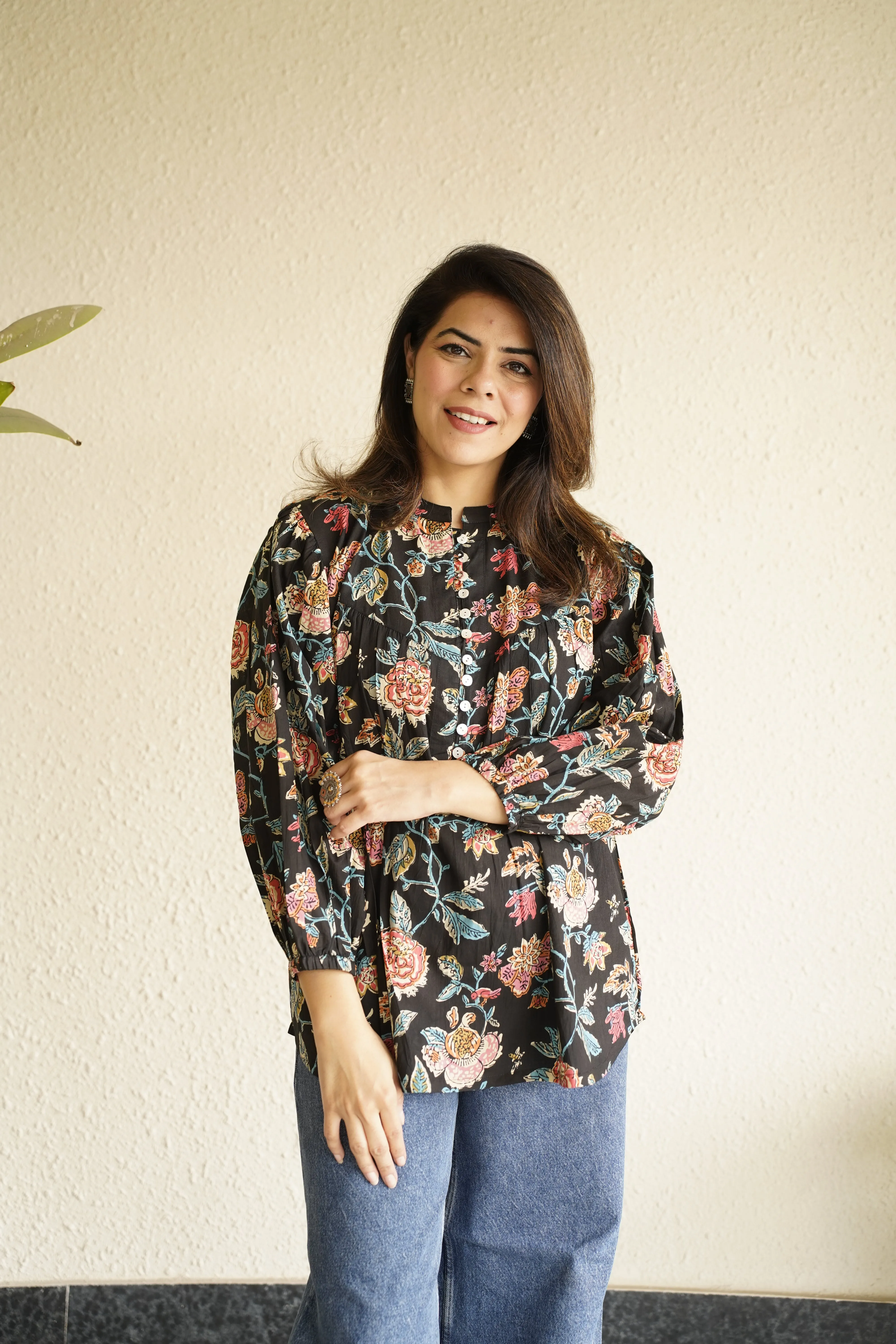 Button Front Blouse | Dusk Floral