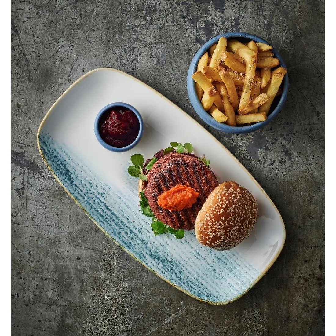 Churchill Homespun Accents Aquamarine Oblong Plates 352X187mm (Pack of 6) - CX675