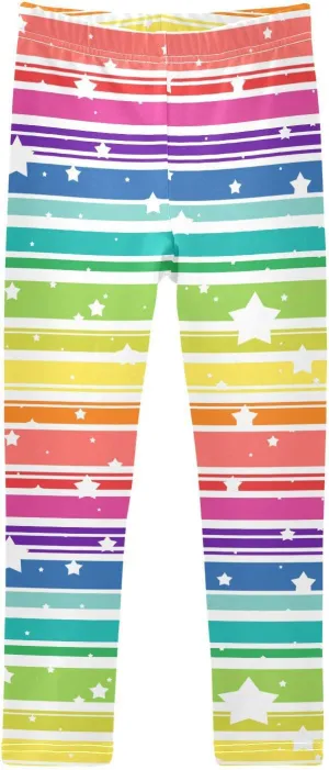 Colorful Stripe Lines Girls' Leggings Toddler Kids Stretch Yoga Pants Tights Dance Baby Athletic Long Pants 6T