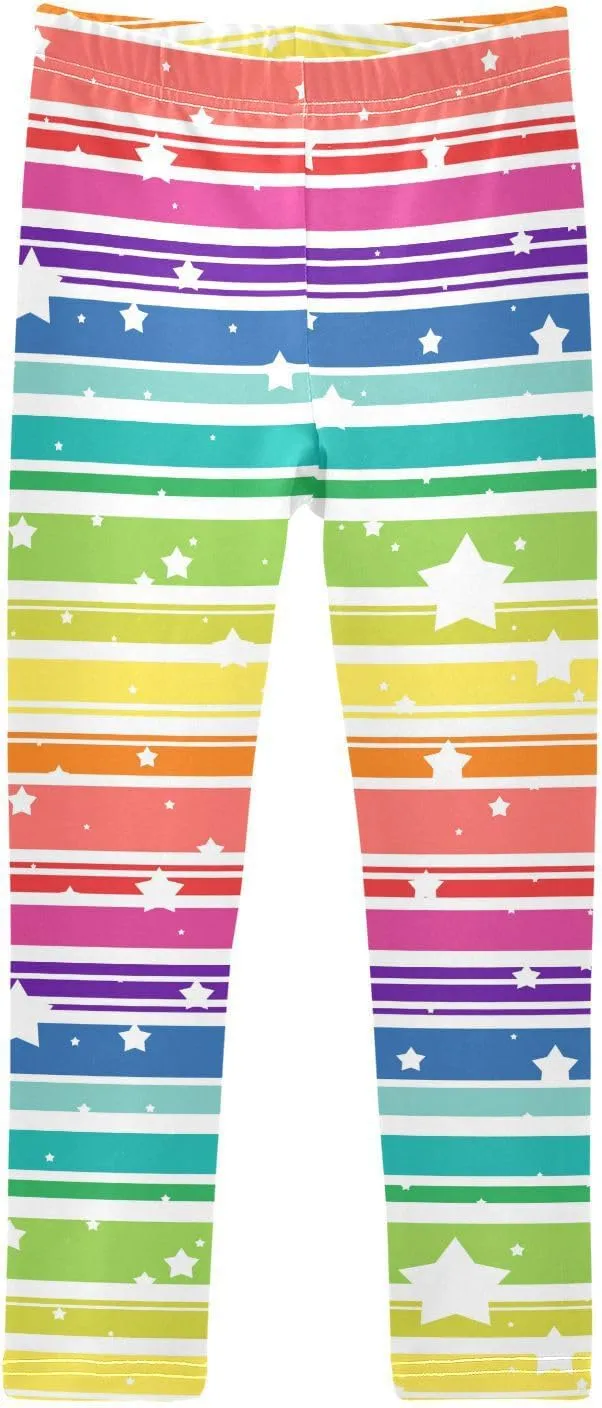 Colorful Stripe Lines Girls' Leggings Toddler Kids Stretch Yoga Pants Tights Dance Baby Athletic Long Pants 6T