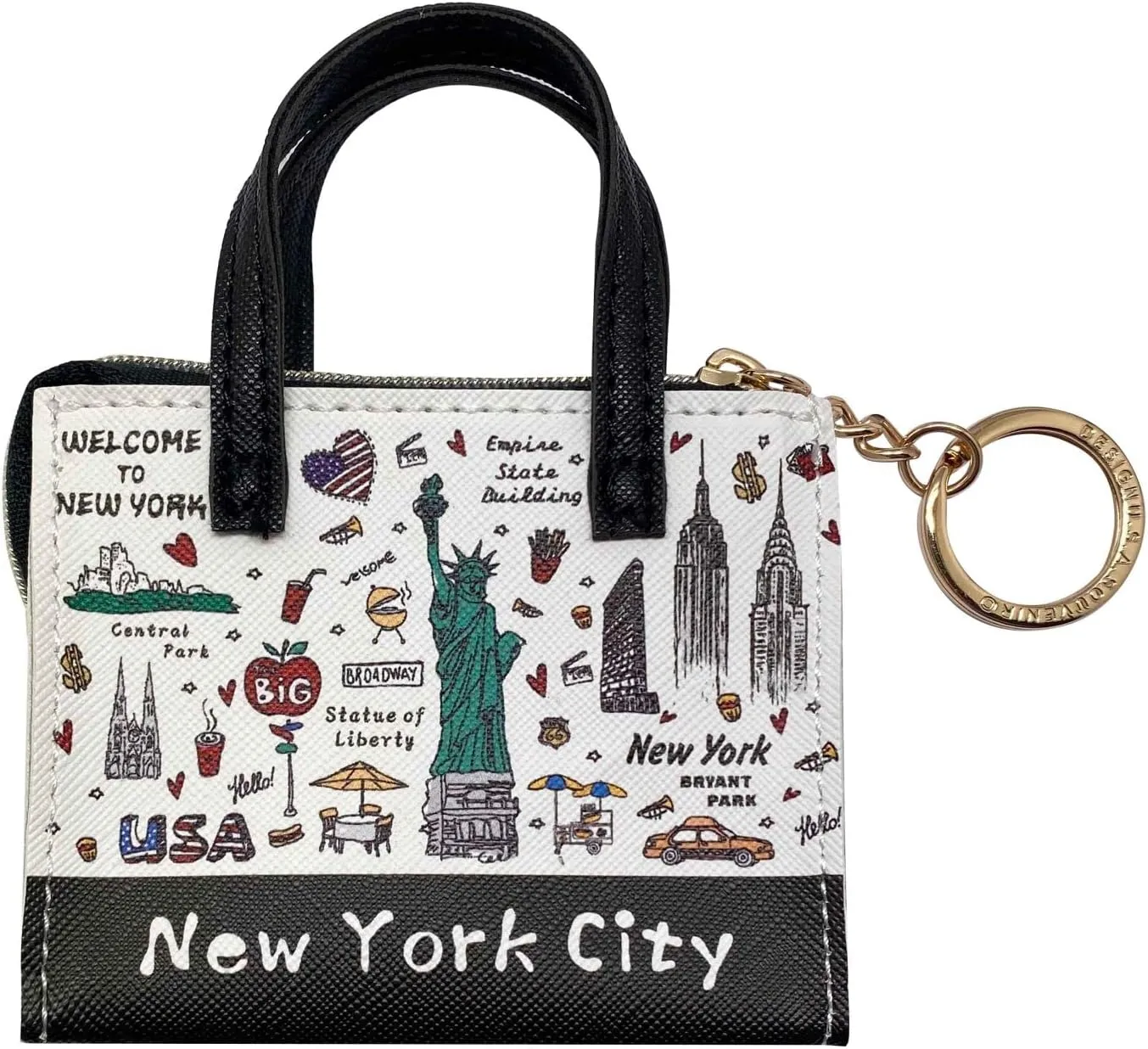 DESIGN U.S.A. SOUVENIR Girls & Women Fashion Cute Classic Elegant New York Souvenir Handbag-Style Pouch Coin Purse (JP-330131G)