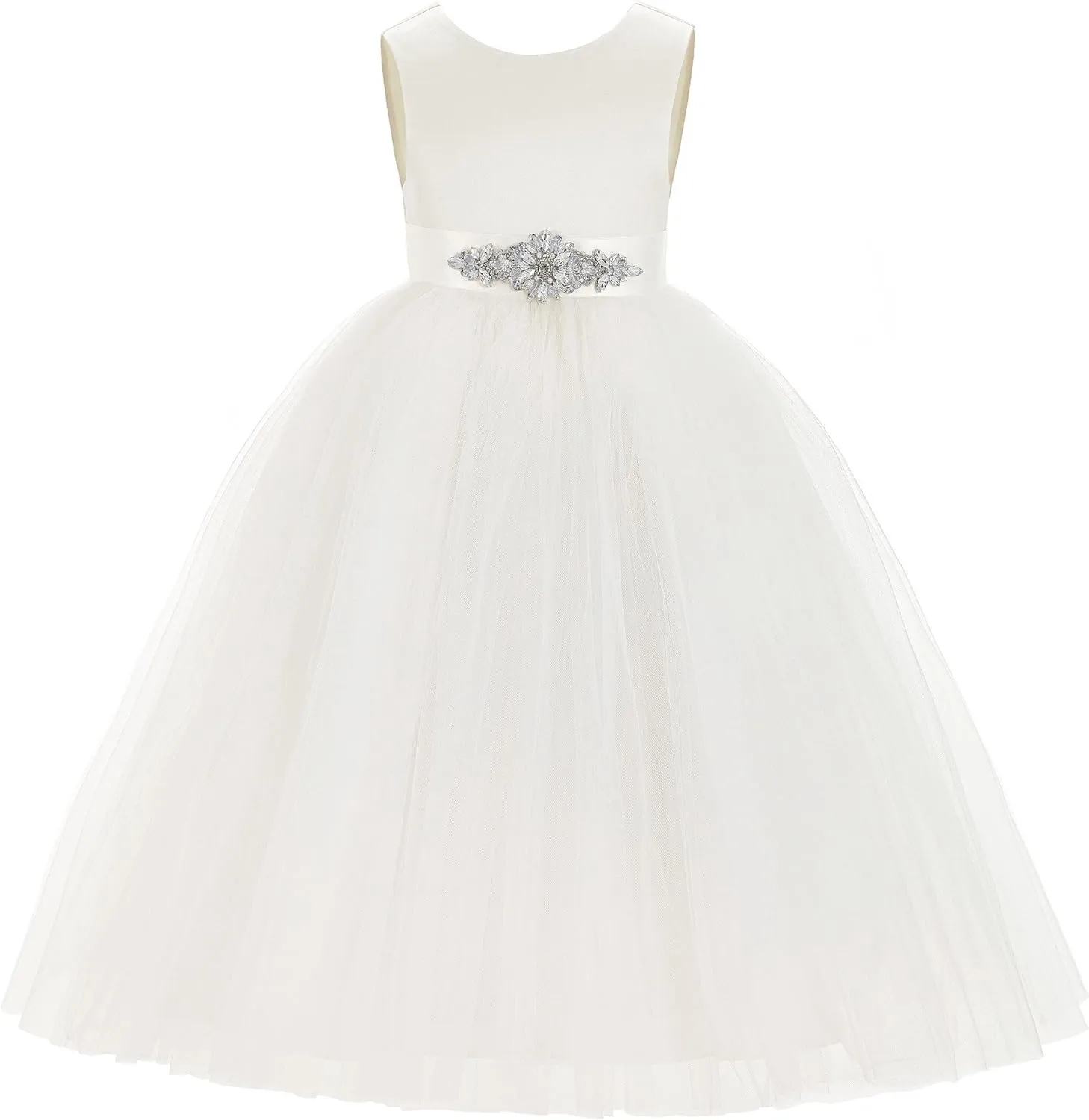 ekidsbridal V-Back Satin Tulle Flower Girl Dresses for Toddlers Holy Baptism Gown 219