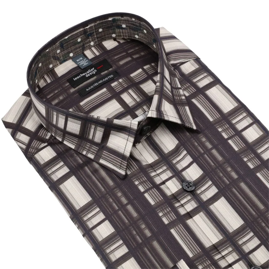 Elegant Printed Modern Black Long Sleeve Men's Casual Slim Fit Shirt