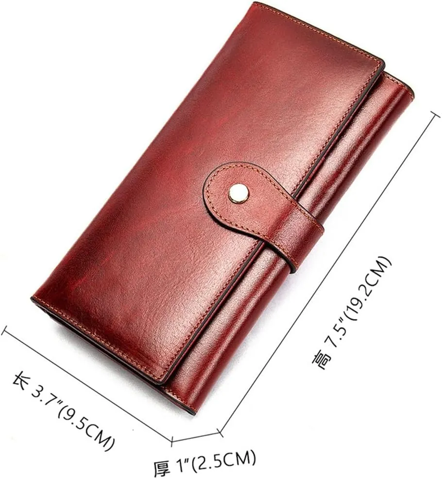 Genuine Leather Wallet, Women's Multi Slot Anti Magnetic Card Bag, Trendy Women's Top Layer Cowhide Handbag(Blue)