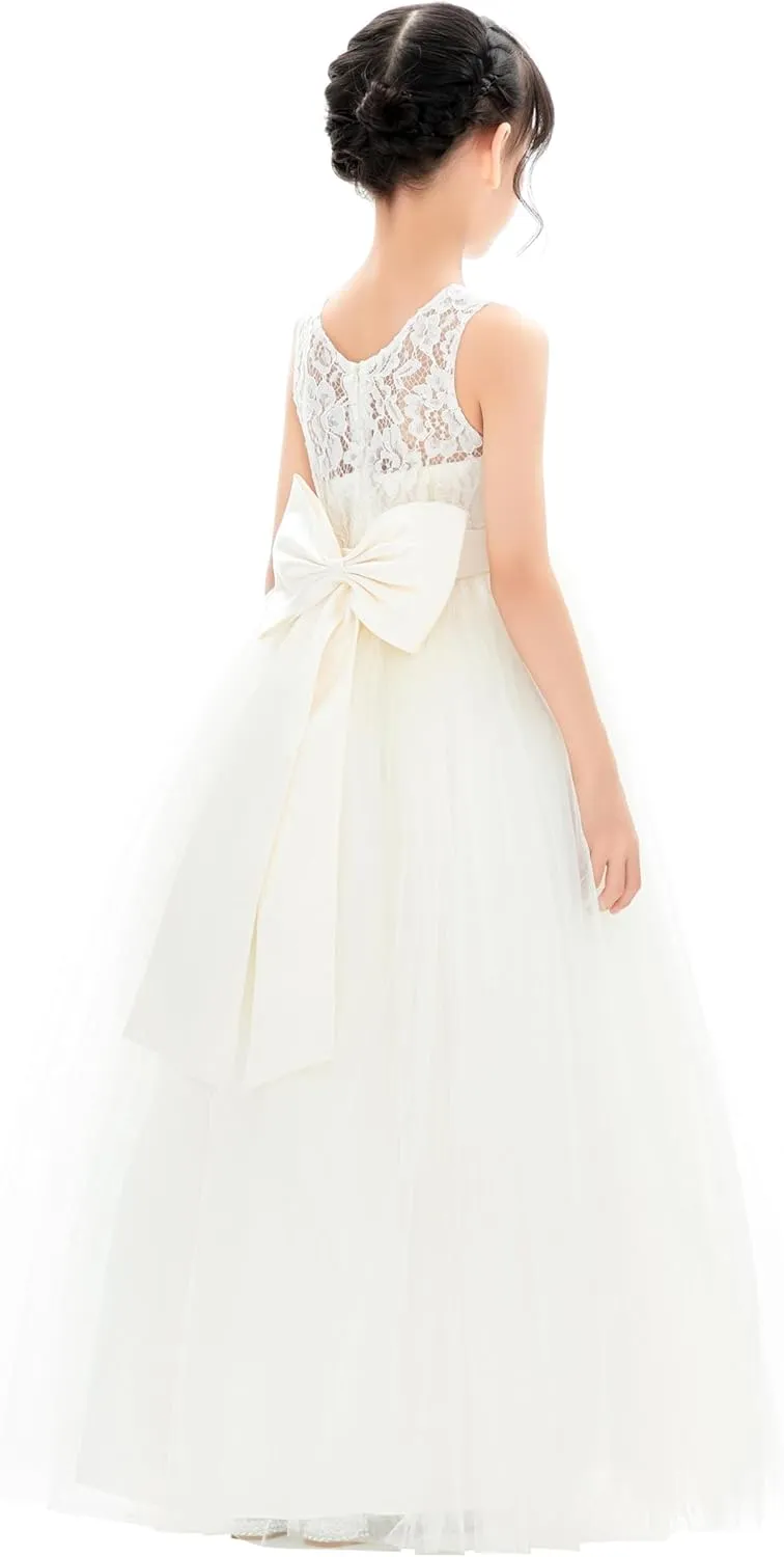 Illusion Lace Flower Girl Dresses for Pageant Occasions Junior Bridesmaid 331