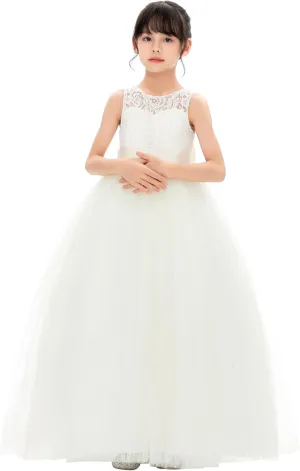 Illusion Lace Flower Girl Dresses for Pageant Occasions Junior Bridesmaid 331