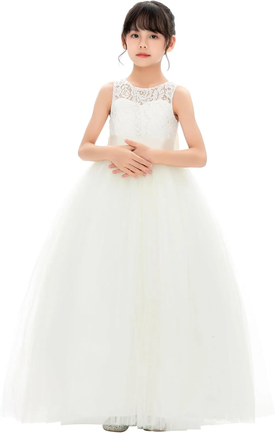 Illusion Lace Flower Girl Dresses for Pageant Occasions Junior Bridesmaid 331