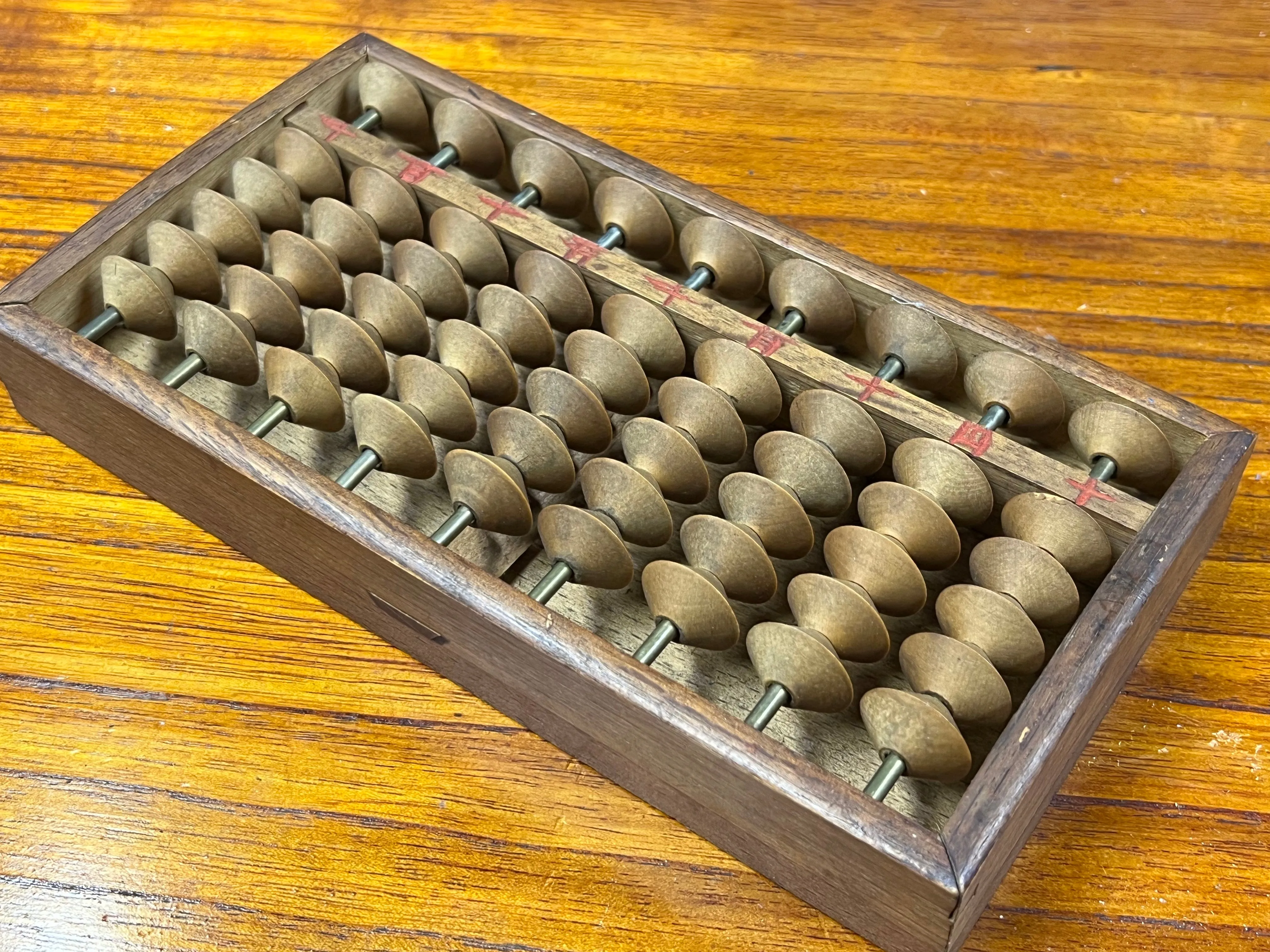 Japanese Abacus Short Wooden Soroban 54 Bead 8”W 8 Decimal places.