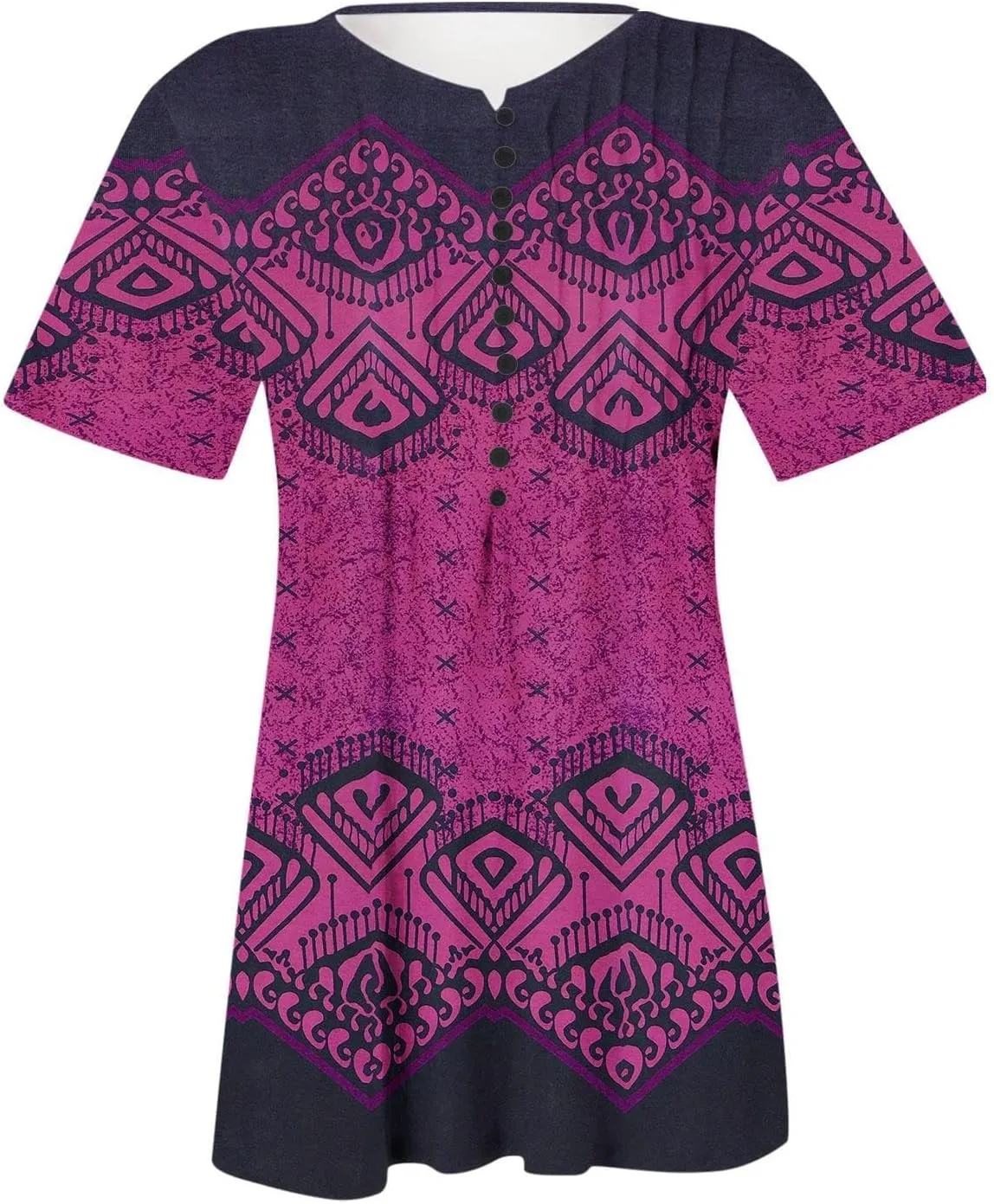 Linen Shirts for Women,Short Sleeve Tops 2025 Summer T Shirt Casual V Neck Button Printed Blouse Plus Size Tees