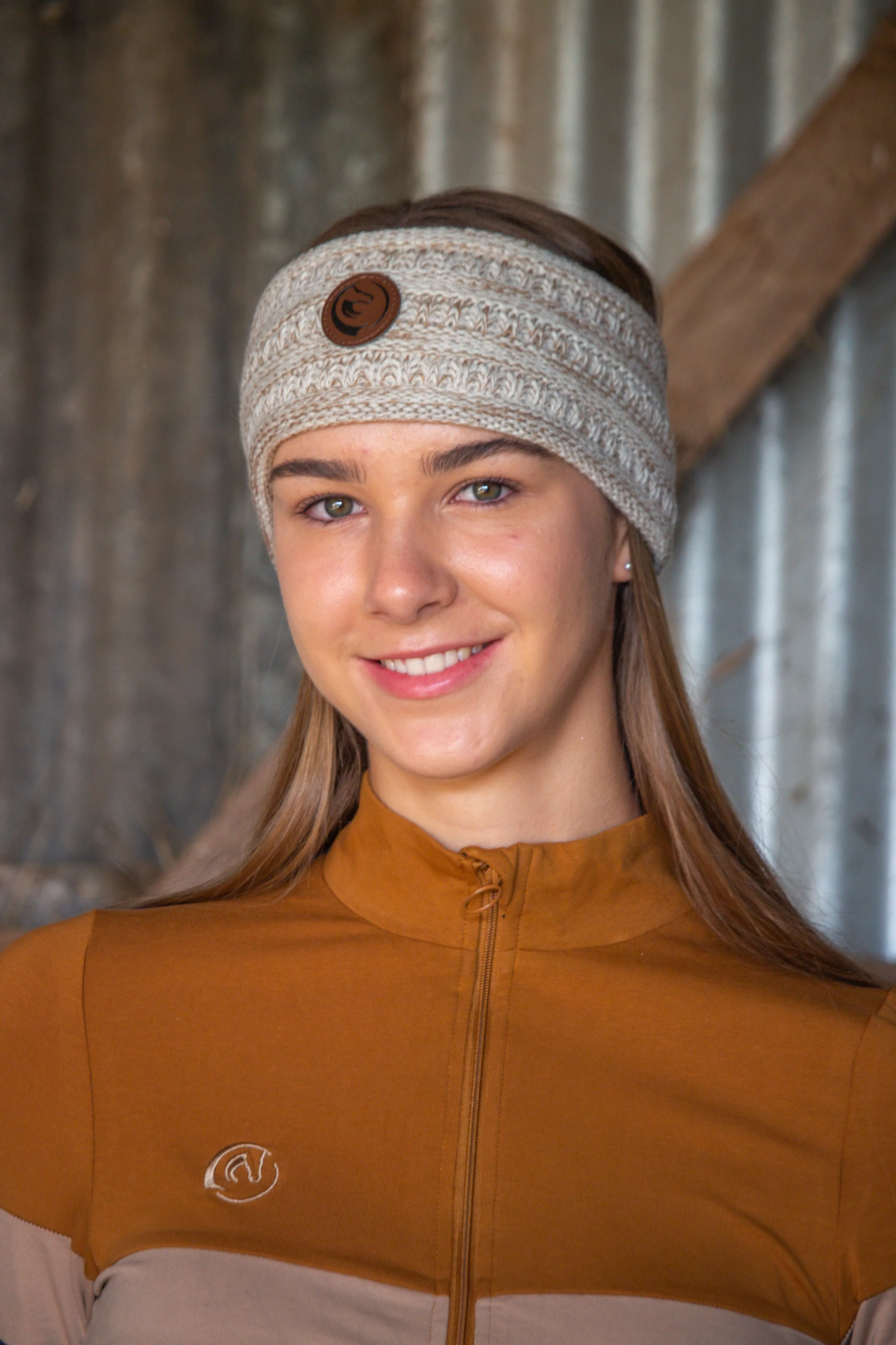 Logo Cable Knit Headband - Flecked Neutral