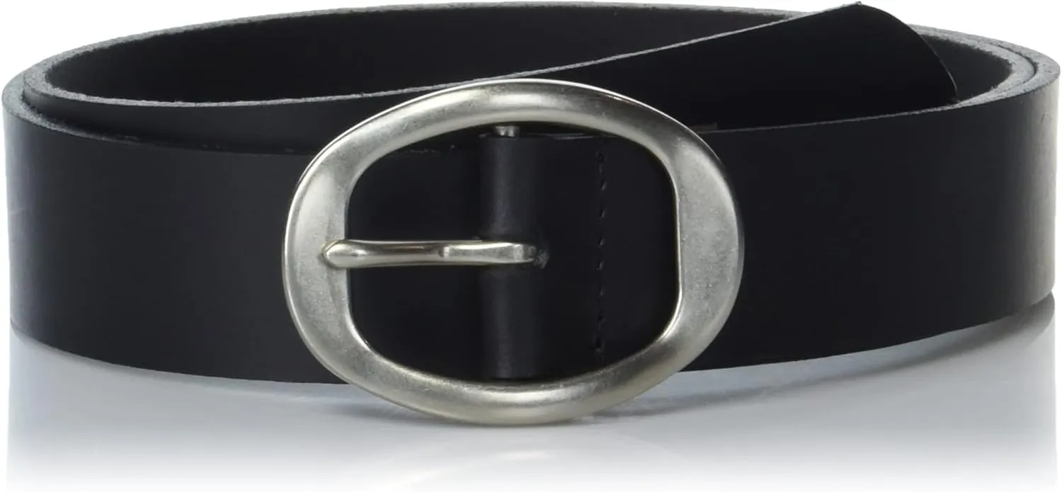 Lucky Brand Women Leather Bold Fashion Statement Belts, Sculpted Center Bar Buckle-Black, L (31-33"), Large