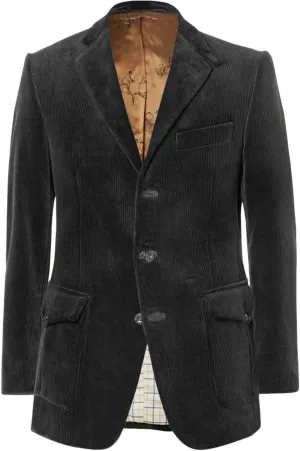 Men's Retro Classic Slim Fit Corduroy Jacket Casual Sports Style Single Breasted Three Button Jacket Large Pockets