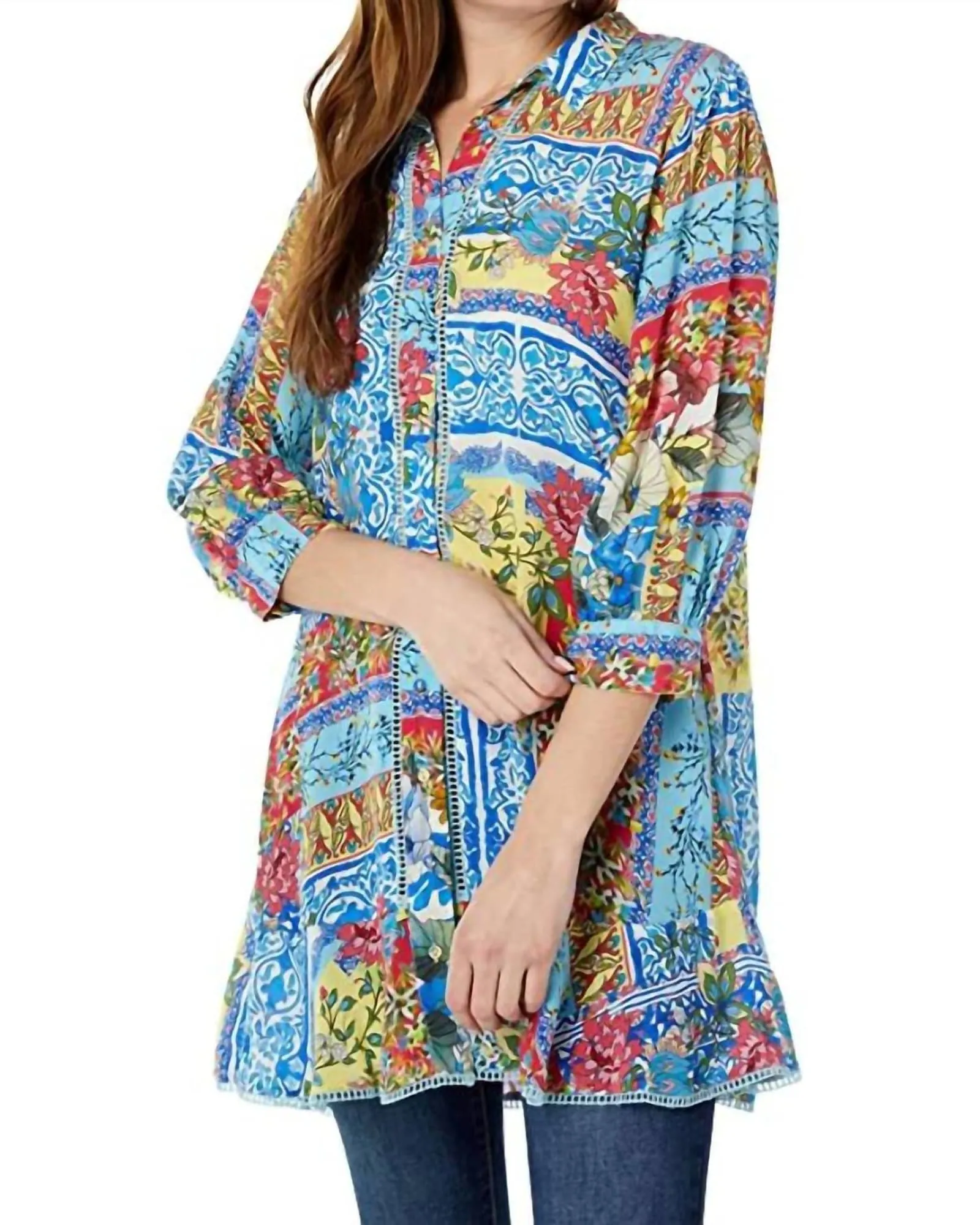 Midsummer Sednea Silk Printed Tunic in Multi | Multi