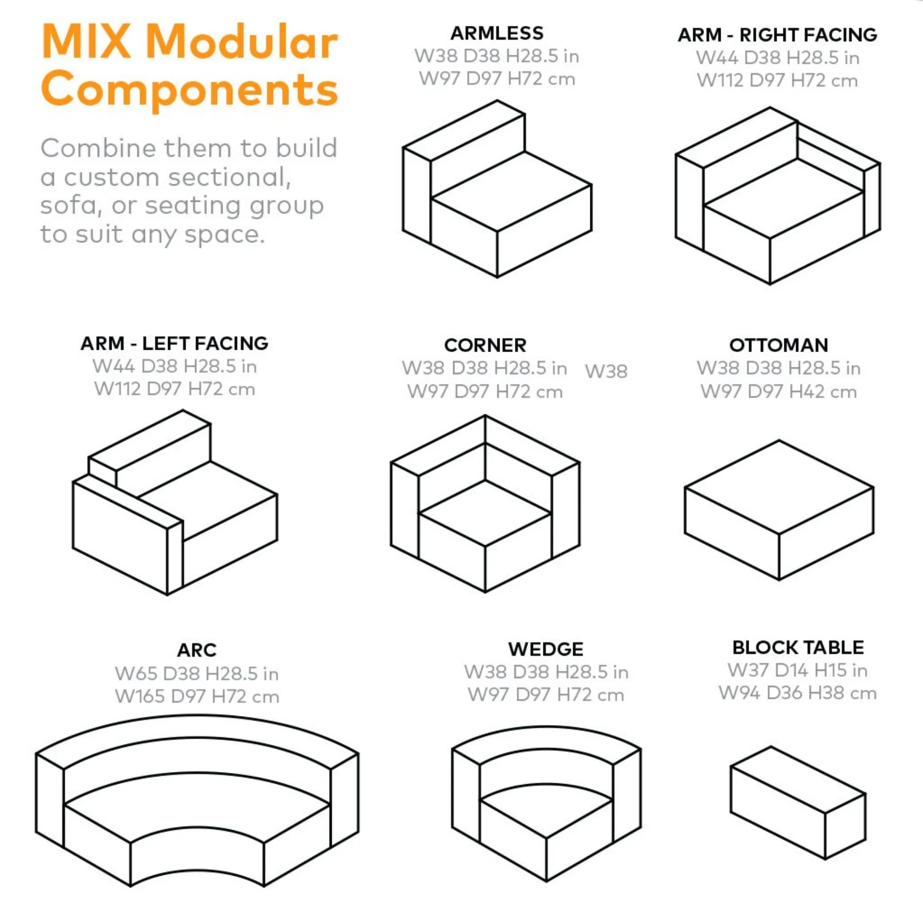 Mix Modular 2-PC Sectional - More Options