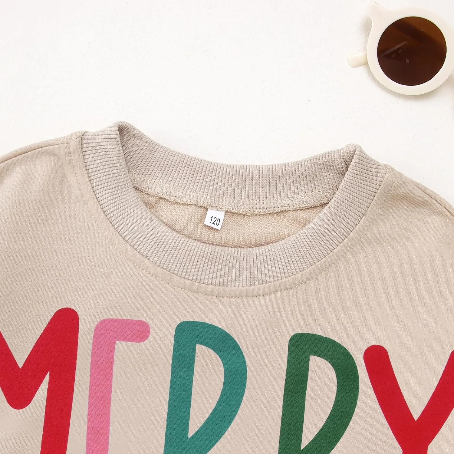 MODNTOGA Kids Boy Girl Merry and Bright Crewneck Sweatshirt Merry Christmas Sweatshirt Retro Xmas Long Sleeve Pullover Tops