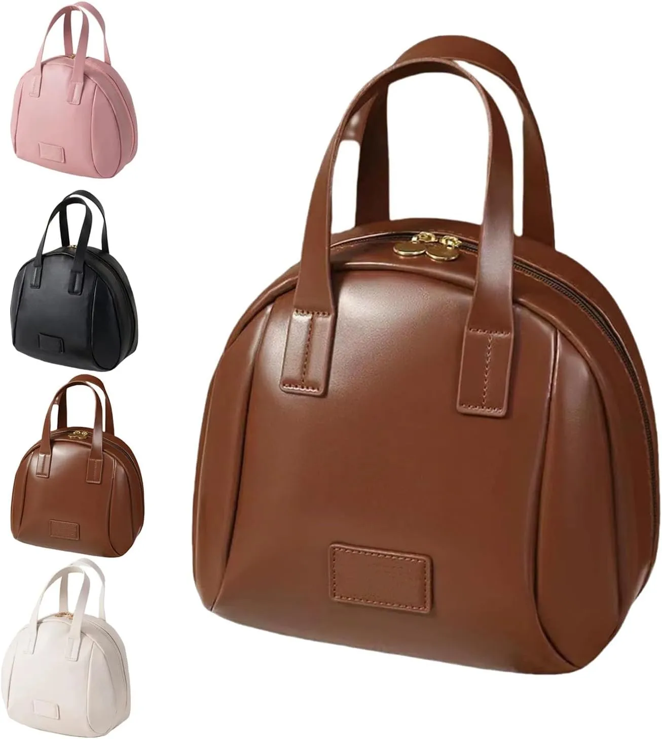 Multi-Layered Shell-Shaped Cosmetic Bag, Cosmetic Bag With Compartments, Shell Shaped Cosmetic Bag, Portable Large Capacity Pu Shell Waterproof Handbag Style Cosmetic Bag (Brown, （8.66*9.06*4.72）inch)