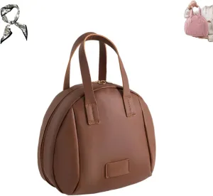 Multi-layered Shell-Shaped Cosmetic Bag, Large Capacity Portable Cosmetic Storage Bag, PU Waterproof Cosmetic Bag (brown)