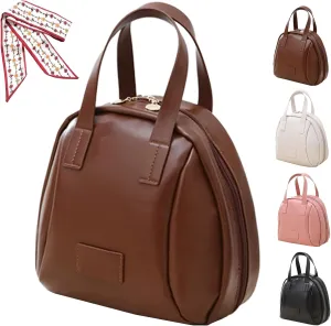 Multi-layered Shell-Shaped Cosmetic Bag, Shell Shaped Makeup Bag with Compartments, Waterproof Portable (Brown)