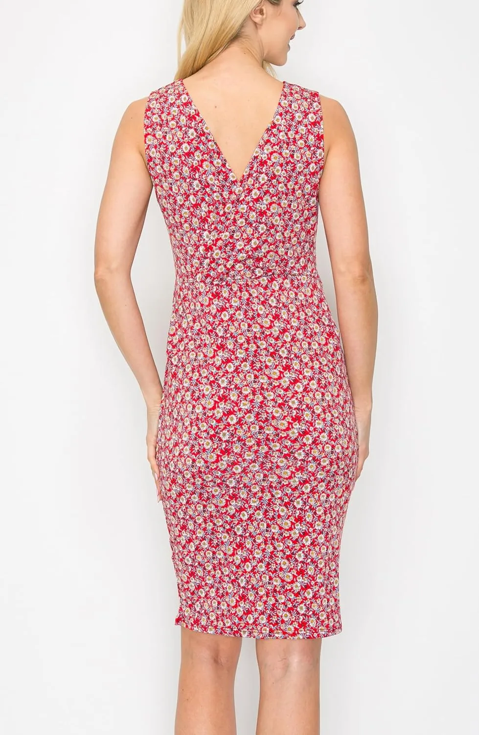My Bump Maternity Sleeveless V Neck Vintage Style Overlay Wrap Dress