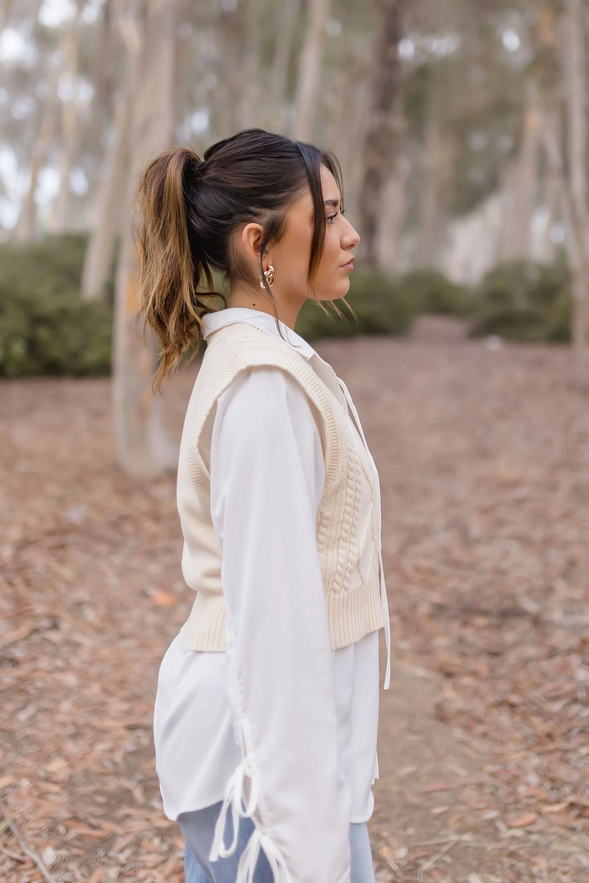 Natasha Sleeveless Cropped Knit Sweater Top Cream