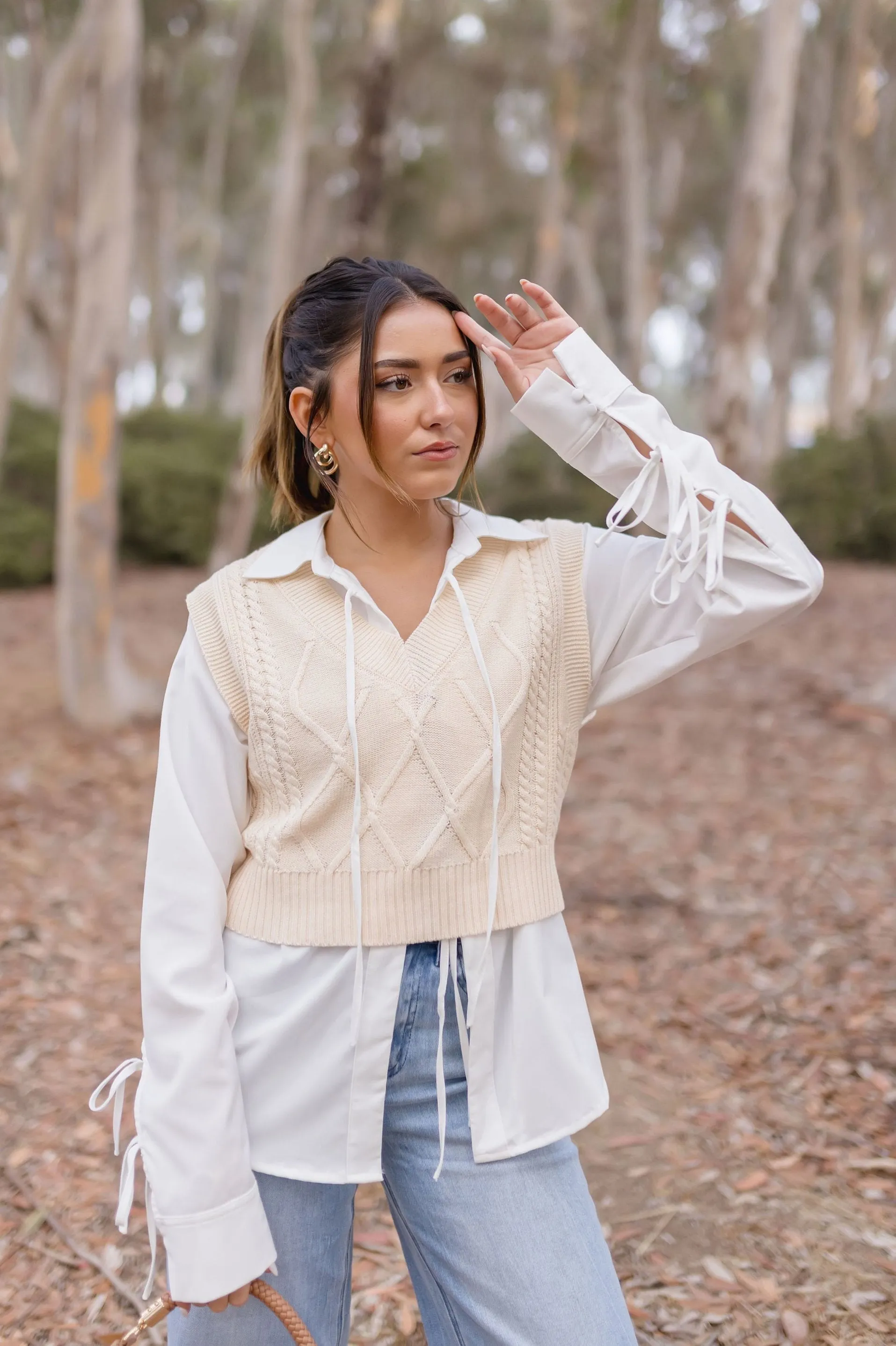 Natasha Sleeveless Cropped Knit Sweater Top Cream