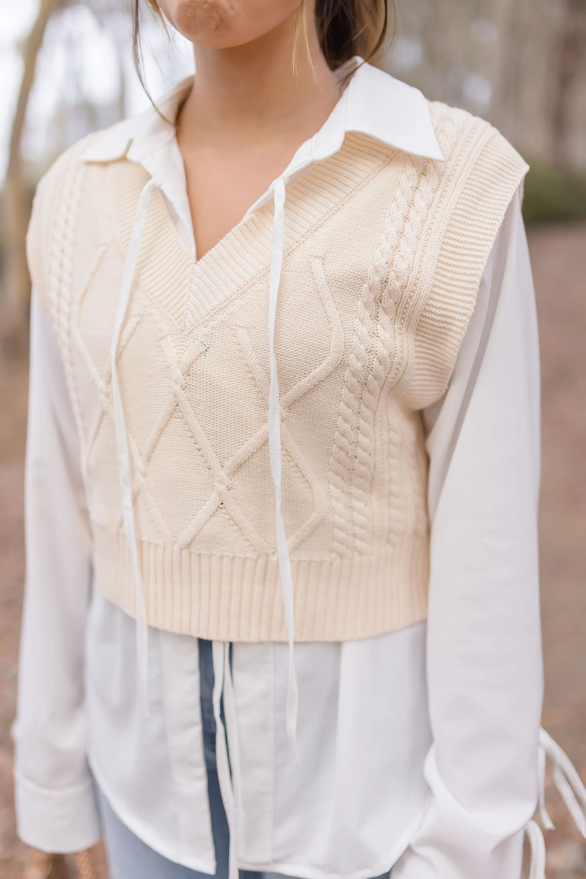 Natasha Sleeveless Cropped Knit Sweater Top Cream