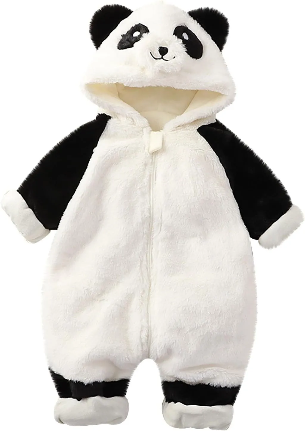Newborn Baby Bear Jumpsuit Outfit Toddler Girls Boys Fleece Romper Hooded Snowsuit Winter Furry Sweatshirt